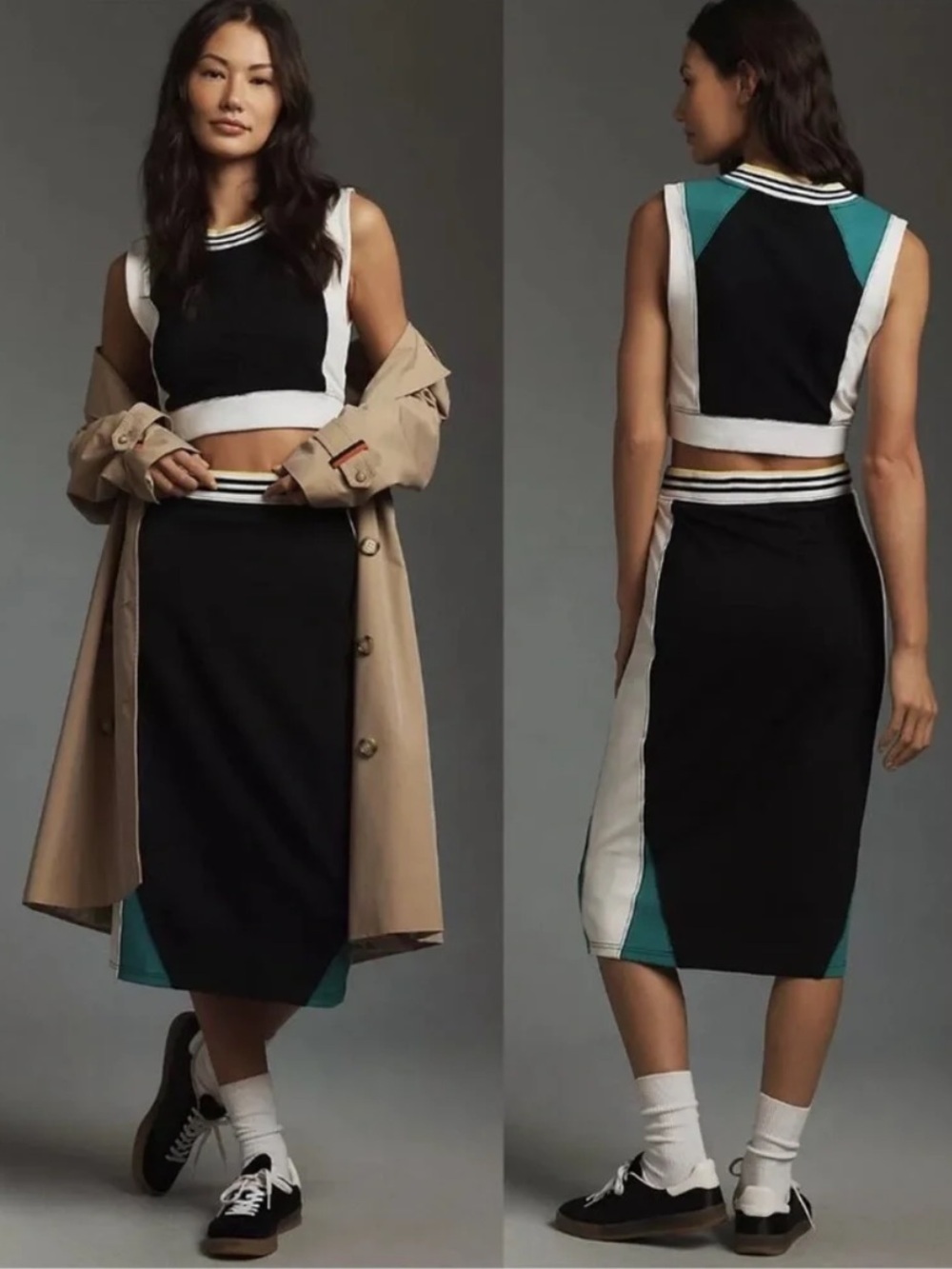 Daily Practice by Anthropologie Full Court Midi Skirt Black & White